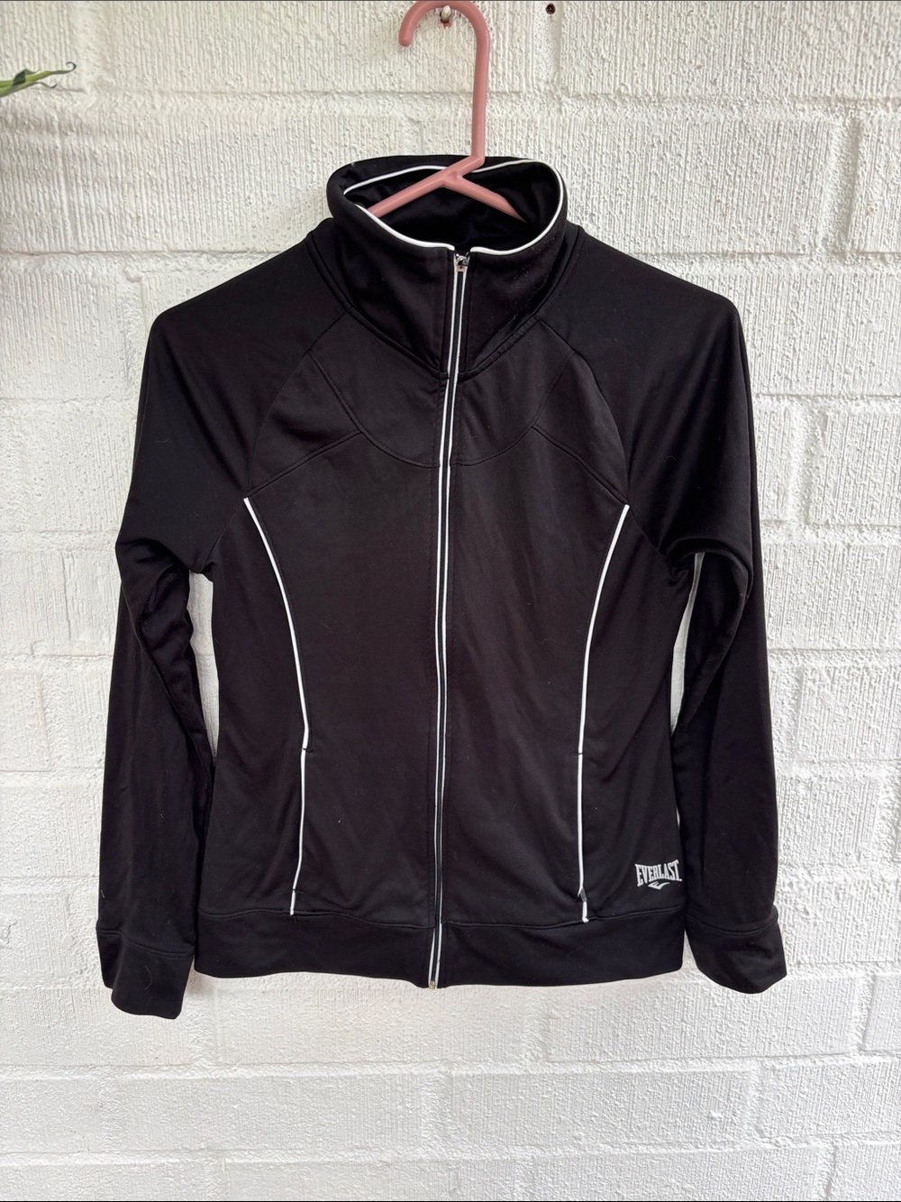 Everlast Black White Piping Zip-Up Bomber Track Jacket sz M